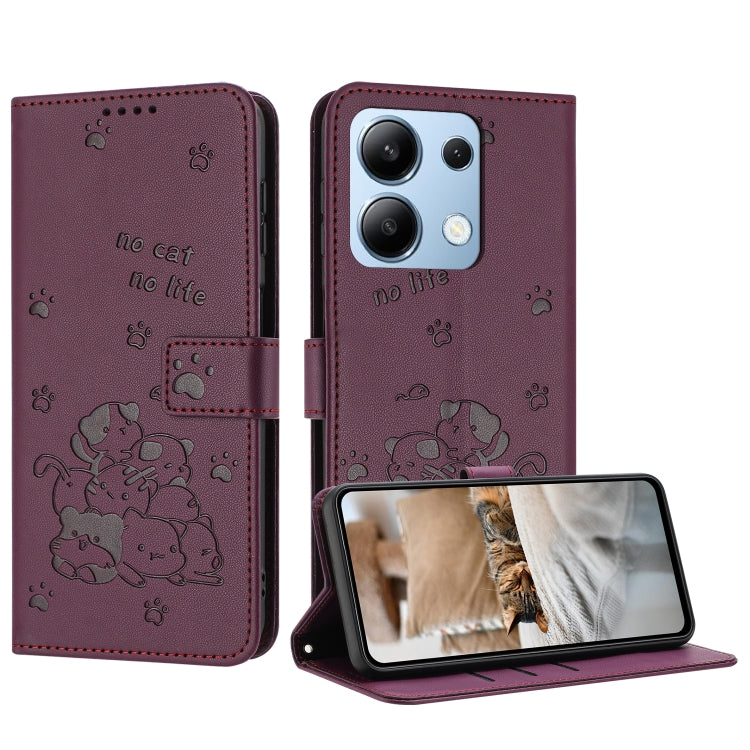 Embossed Kitten Phone Leather Case with Lanyard, For Redmi Note 13 Pro 4G Global, For Redmi Note 13 4G Global, For Redmi K70E, For Redmi Note 13 Pro 5G Global, For Redmi Note 13 5G Global, For Redmi Note 13 Pro+ 5G Global, For Redmi K60 Ultra          ...