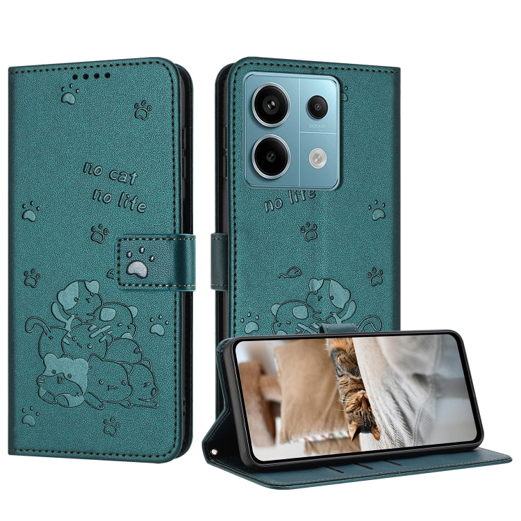 Embossed Kitten Phone Leather Case with Lanyard, For Redmi Note 13 Pro 4G Global, For Redmi Note 13 4G Global, For Redmi K70E, For Redmi Note 13 Pro 5G Global, For Redmi Note 13 5G Global, For Redmi Note 13 Pro+ 5G Global, For Redmi K60 Ultra          ...