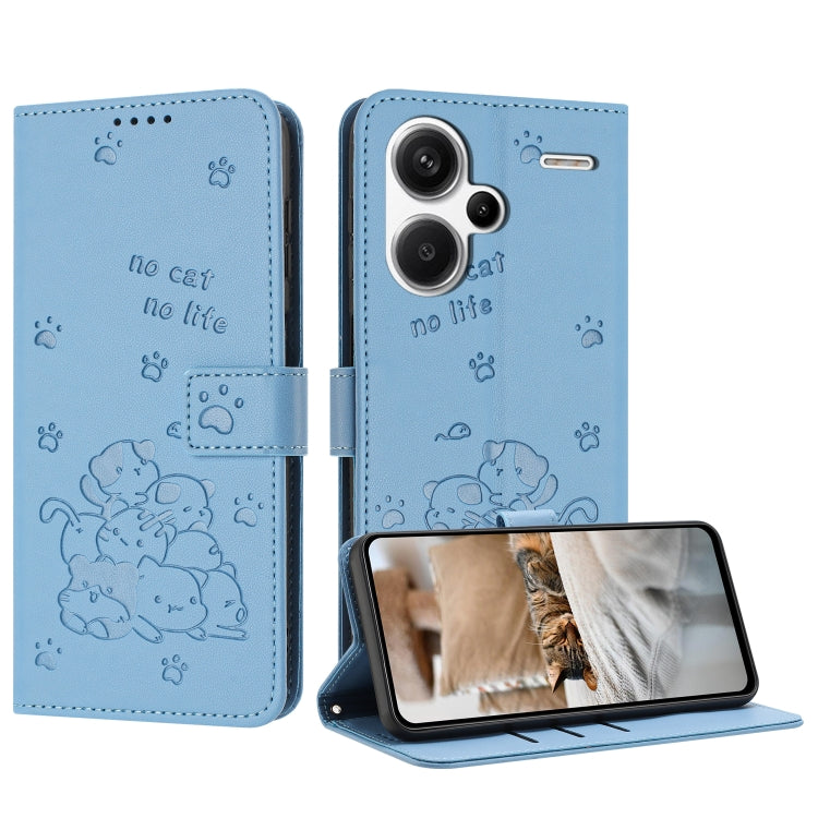 Embossed Kitten Phone Leather Case with Lanyard, For Redmi Note 13 Pro 4G Global, For Redmi Note 13 4G Global, For Redmi K70E, For Redmi Note 13 Pro 5G Global, For Redmi Note 13 5G Global, For Redmi Note 13 Pro+ 5G Global, For Redmi K60 Ultra          ...