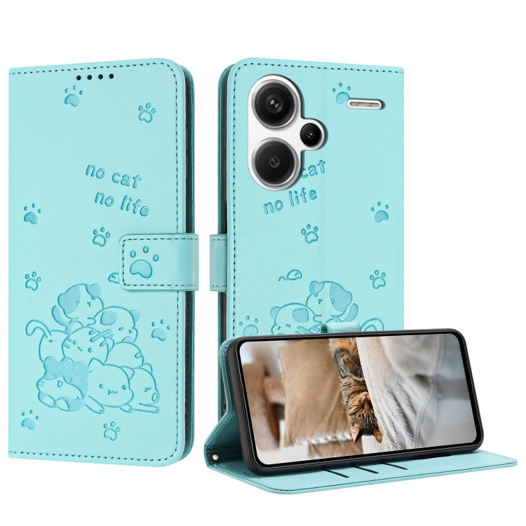 Embossed Kitten Phone Leather Case with Lanyard, For Redmi Note 13 Pro 4G Global, For Redmi Note 13 4G Global, For Redmi K70E, For Redmi Note 13 Pro 5G Global, For Redmi Note 13 5G Global, For Redmi Note 13 Pro+ 5G Global, For Redmi K60 Ultra          ...