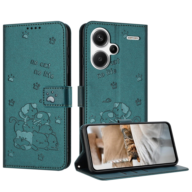 Embossed Kitten Phone Leather Case with Lanyard, For Redmi Note 13 Pro 4G Global, For Redmi Note 13 4G Global, For Redmi K70E, For Redmi Note 13 Pro 5G Global, For Redmi Note 13 5G Global, For Redmi Note 13 Pro+ 5G Global, For Redmi K60 Ultra          ...