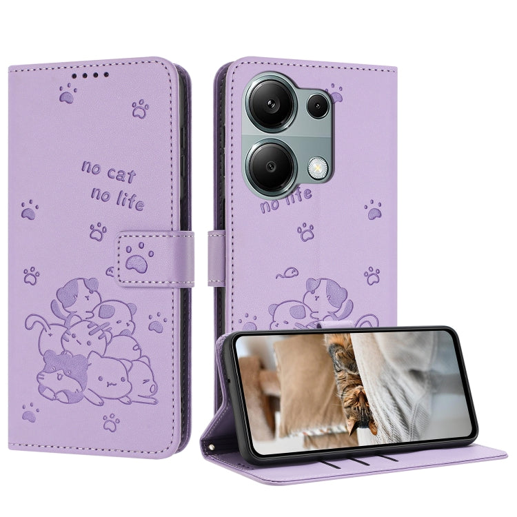 Embossed Kitten Phone Leather Case with Lanyard, For Redmi Note 13 Pro 4G Global, For Redmi Note 13 4G Global, For Redmi K70E, For Redmi Note 13 Pro 5G Global, For Redmi Note 13 5G Global, For Redmi Note 13 Pro+ 5G Global, For Redmi K60 Ultra          ...