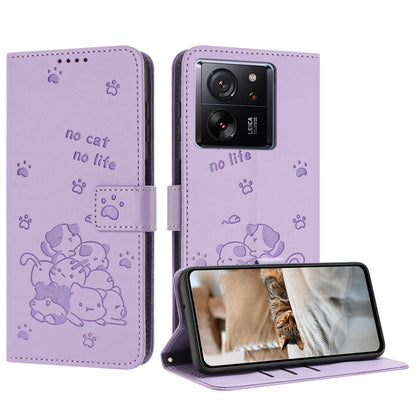 Embossed Kitten Phone Leather Case with Lanyard, For Redmi Note 13 Pro 4G Global, For Redmi Note 13 4G Global, For Redmi K70E, For Redmi Note 13 Pro 5G Global, For Redmi Note 13 5G Global, For Redmi Note 13 Pro+ 5G Global, For Redmi K60 Ultra          ...