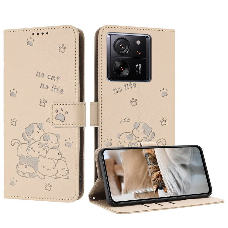 Embossed Kitten Phone Leather Case with Lanyard, For Redmi Note 13 Pro 4G Global, For Redmi Note 13 4G Global, For Redmi K70E, For Redmi Note 13 Pro 5G Global, For Redmi Note 13 5G Global, For Redmi Note 13 Pro+ 5G Global, For Redmi K60 Ultra          ...