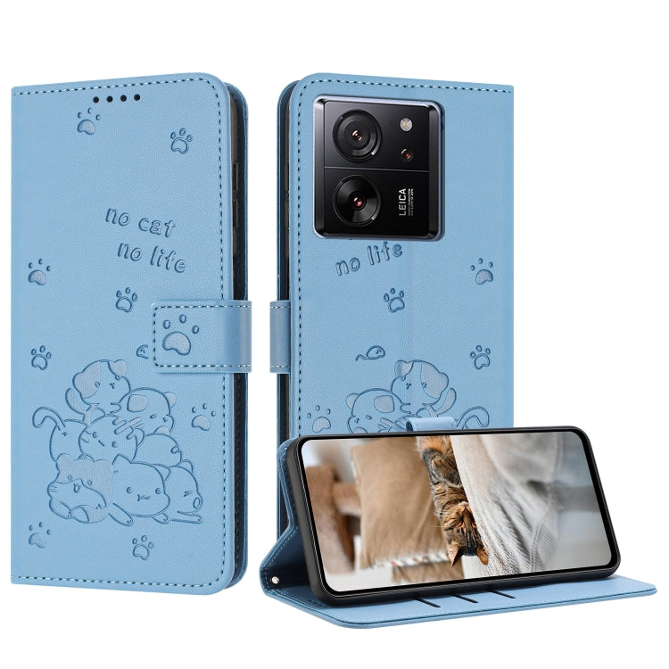 Embossed Kitten Phone Leather Case with Lanyard, For Redmi Note 13 Pro 4G Global, For Redmi Note 13 4G Global, For Redmi K70E, For Redmi Note 13 Pro 5G Global, For Redmi Note 13 5G Global, For Redmi Note 13 Pro+ 5G Global, For Redmi K60 Ultra          ...