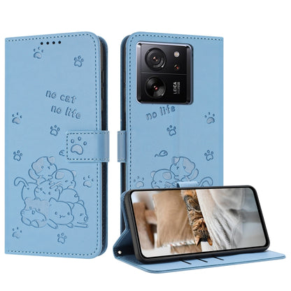 Embossed Kitten Phone Leather Case with Lanyard, For Redmi Note 13 Pro 4G Global, For Redmi Note 13 4G Global, For Redmi K70E, For Redmi Note 13 Pro 5G Global, For Redmi Note 13 5G Global, For Redmi Note 13 Pro+ 5G Global, For Redmi K60 Ultra          ...