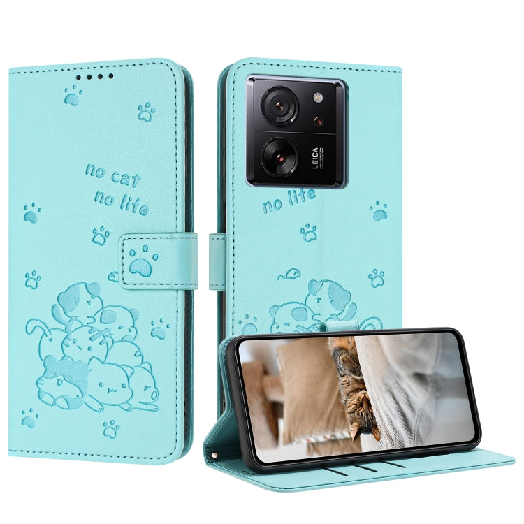 Embossed Kitten Phone Leather Case with Lanyard, For Redmi Note 13 Pro 4G Global, For Redmi Note 13 4G Global, For Redmi K70E, For Redmi Note 13 Pro 5G Global, For Redmi Note 13 5G Global, For Redmi Note 13 Pro+ 5G Global, For Redmi K60 Ultra          ...