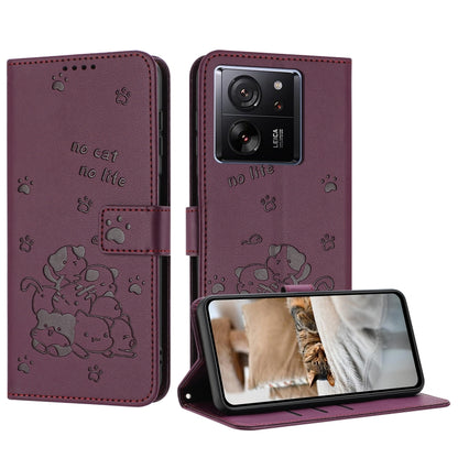 Embossed Kitten Phone Leather Case with Lanyard, For Redmi Note 13 Pro 4G Global, For Redmi Note 13 4G Global, For Redmi K70E, For Redmi Note 13 Pro 5G Global, For Redmi Note 13 5G Global, For Redmi Note 13 Pro+ 5G Global, For Redmi K60 Ultra          ...