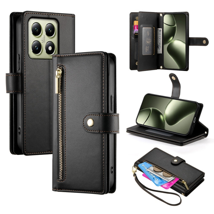 Nine Card-slot Zipper Wallet Bag Leather Phone Case, For Xiaomi 14T
