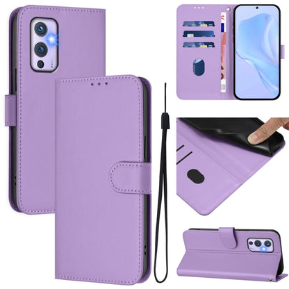 Skin Feel Solid Color Leather Phone Case with Lanyard, For OnePlus 9, For OnePlus Nord N10 5G