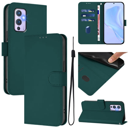 Skin Feel Solid Color Leather Phone Case with Lanyard, For OnePlus 9, For OnePlus Nord N10 5G