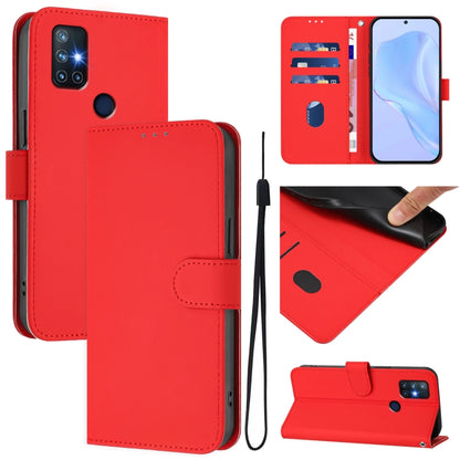 Skin Feel Solid Color Leather Phone Case with Lanyard, For OnePlus 9, For OnePlus Nord N10 5G