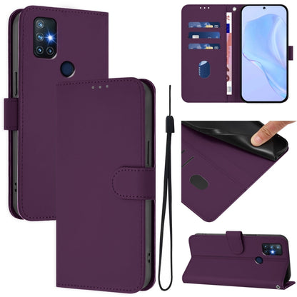 Skin Feel Solid Color Leather Phone Case with Lanyard, For OnePlus 9, For OnePlus Nord N10 5G