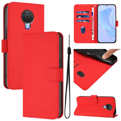 Skin Feel Solid Color Leather Phone Case with Lanyard, For Nokia 6.3 / G20 / G10