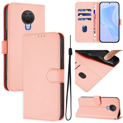 Skin Feel Solid Color Leather Phone Case with Lanyard, For Nokia 6.3 / G20 / G10