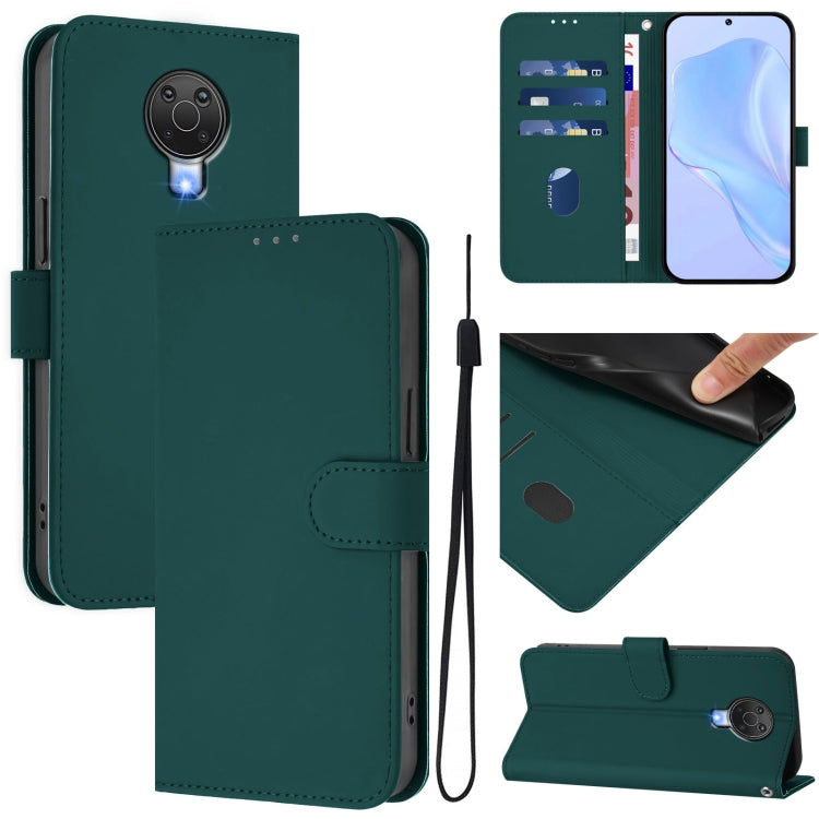 Skin Feel Solid Color Leather Phone Case with Lanyard, For Nokia 6.3 / G20 / G10