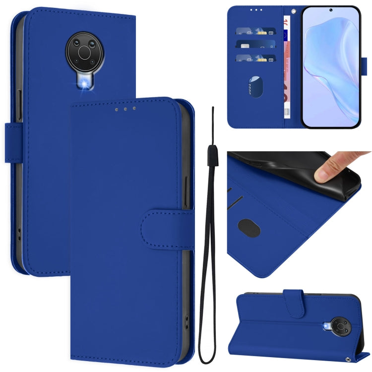 Skin Feel Solid Color Leather Phone Case with Lanyard, For Nokia 6.3 / G20 / G10