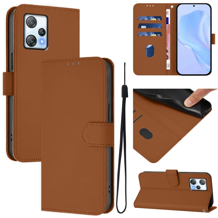 Skin Feel Solid Color Leather Phone Case with Lanyard, For Blackview A53