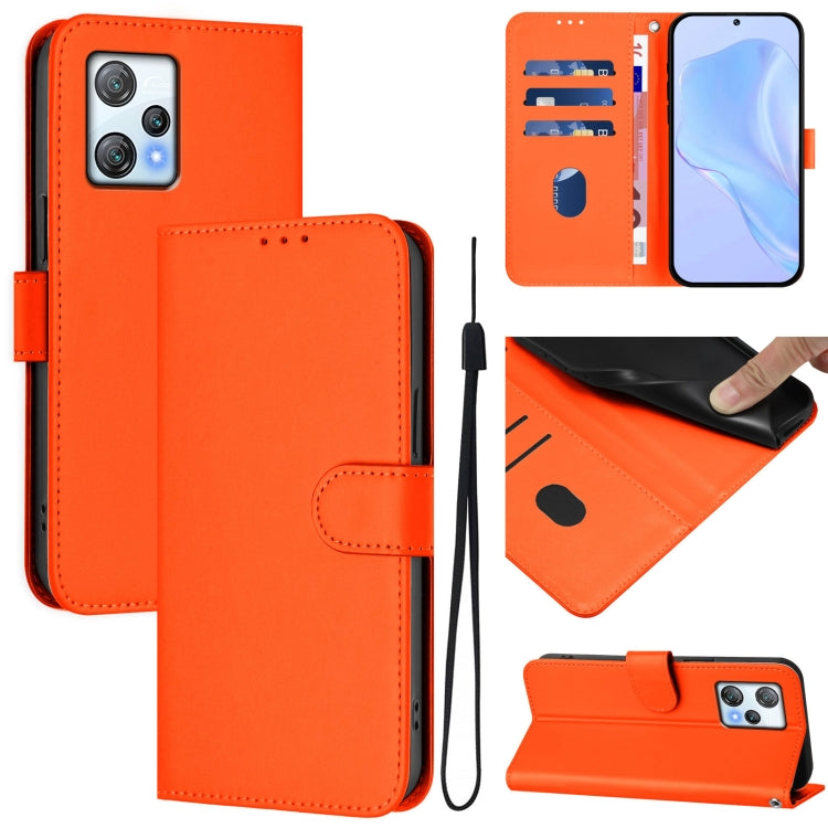 Skin Feel Solid Color Leather Phone Case with Lanyard, For Blackview A53