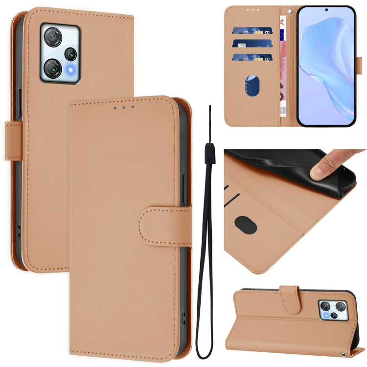 Skin Feel Solid Color Leather Phone Case with Lanyard, For Blackview A53