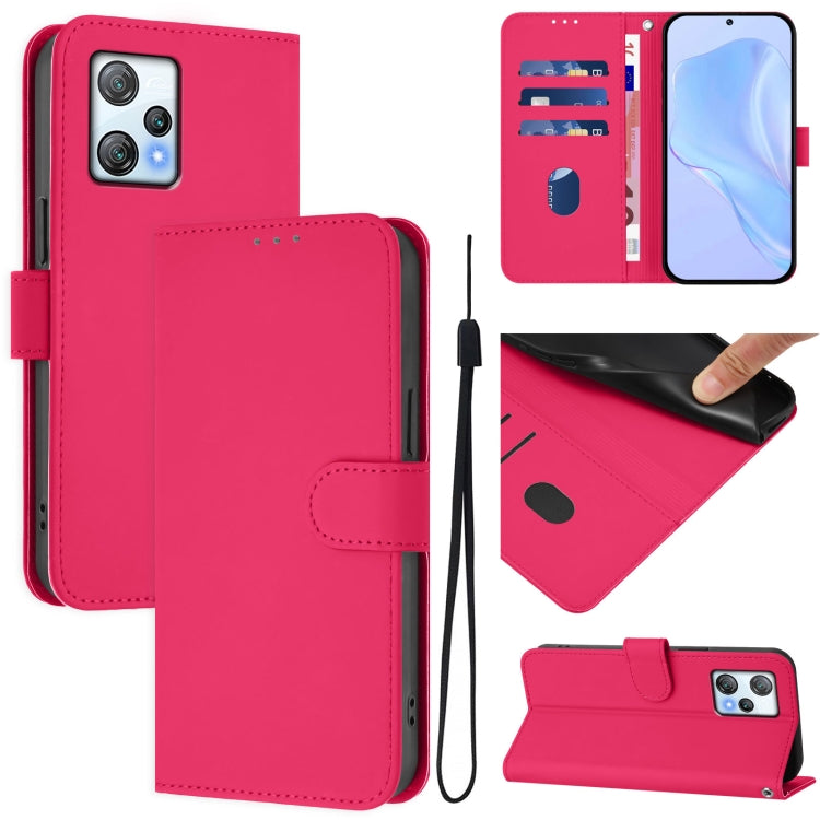 Skin Feel Solid Color Leather Phone Case with Lanyard, For Blackview A53