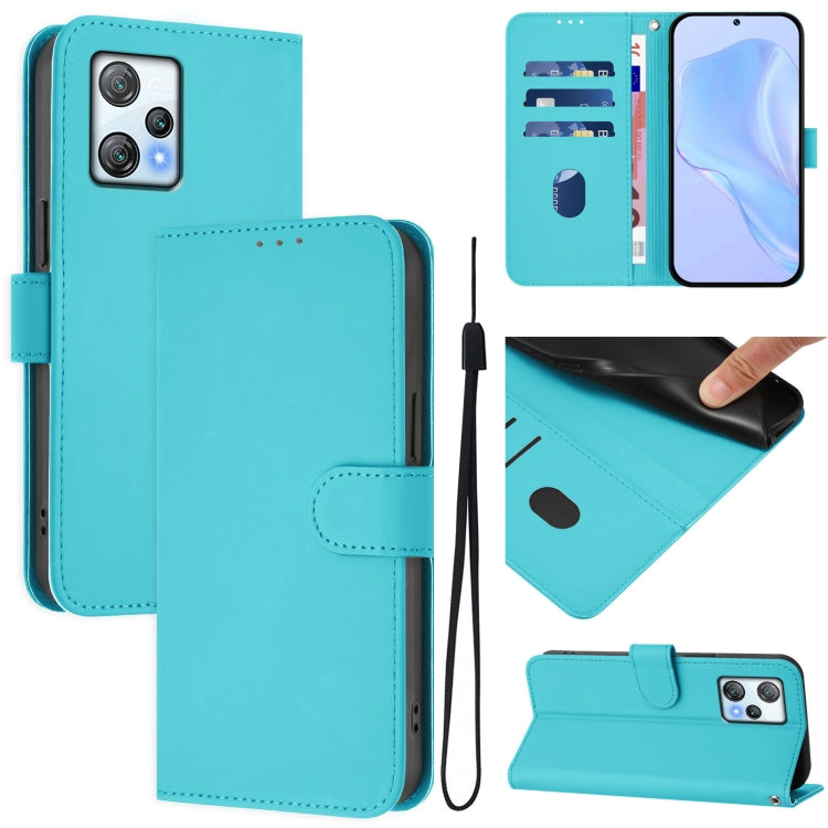 Skin Feel Solid Color Leather Phone Case with Lanyard, For Blackview A53
