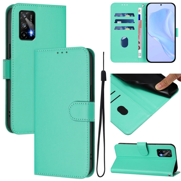 Skin Feel Solid Color Leather Phone Case with Lanyard, For Realme GT 5G / GT Neo 5G