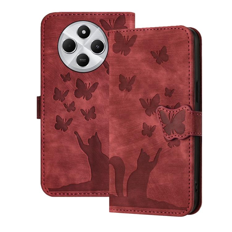 Butterfly Cat Embossing Flip Leather Phone Case, For Redmi Note 17 5G / 4G Global 169.7mm, For Redmi Note 17 Pro Max 5G Global 163.4mm, For Redmi Note 17 Pro 5G Global 163.5mm, For Redmi 17 5G / 4G Global 170mm, For Redmi Note 15 Pro+ 5G Global 163.3mm...