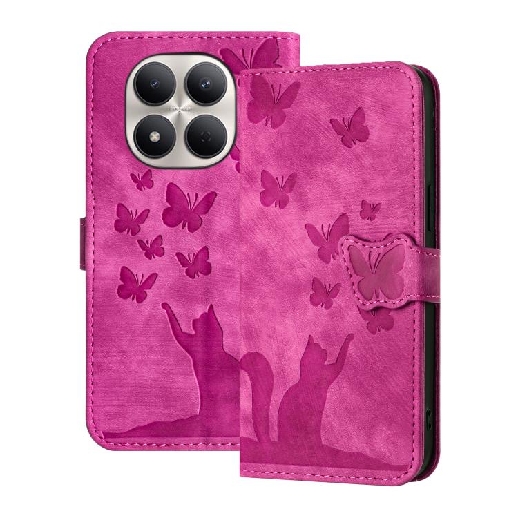 Butterfly Cat Embossing Flip Leather Phone Case, For Redmi Note 17 5G / 4G Global 169.7mm, For Redmi Note 17 Pro Max 5G Global 163.4mm, For Redmi Note 17 Pro 5G Global 163.5mm, For Redmi 17 5G / 4G Global 170mm, For Redmi Note 15 Pro+ 5G Global 163.3mm...