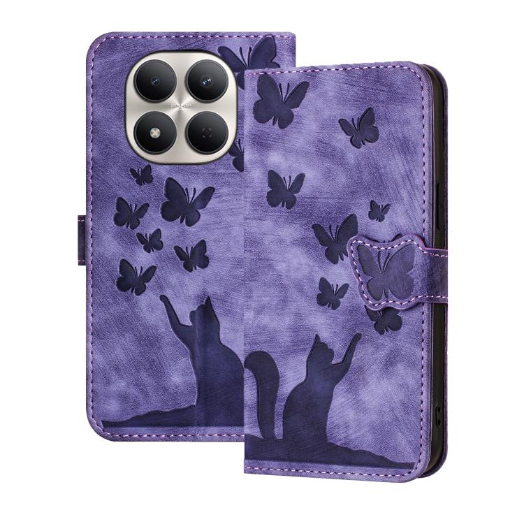 Butterfly Cat Embossing Flip Leather Phone Case, For Redmi Note 17 5G / 4G Global 169.7mm, For Redmi Note 17 Pro Max 5G Global 163.4mm, For Redmi Note 17 Pro 5G Global 163.5mm, For Redmi 17 5G / 4G Global 170mm, For Redmi Note 15 Pro+ 5G Global 163.3mm...