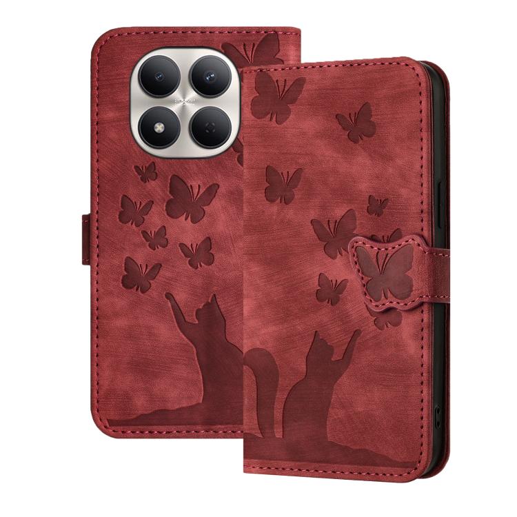Butterfly Cat Embossing Flip Leather Phone Case, For Redmi Note 17 5G / 4G Global 169.7mm, For Redmi Note 17 Pro Max 5G Global 163.4mm, For Redmi Note 17 Pro 5G Global 163.5mm, For Redmi 17 5G / 4G Global 170mm, For Redmi Note 15 Pro+ 5G Global 163.3mm...