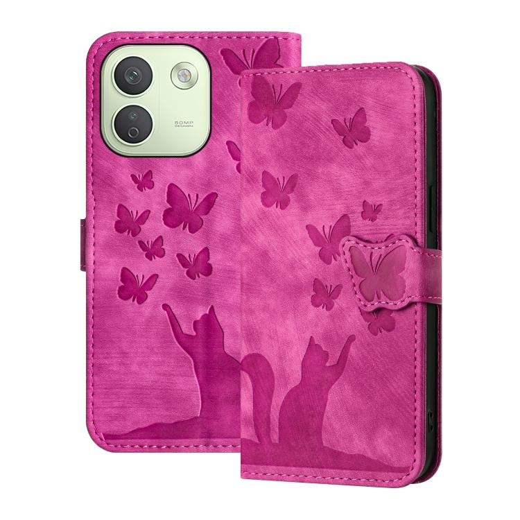 Butterfly Cat Embossing Flip Leather Phone Case, For Redmi Note 17 5G / 4G Global 169.7mm, For Redmi Note 17 Pro Max 5G Global 163.4mm, For Redmi Note 17 Pro 5G Global 163.5mm, For Redmi 17 5G / 4G Global 170mm, For Redmi Note 15 Pro+ 5G Global 163.3mm...
