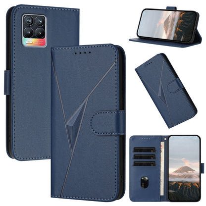 Triangle-pattern leather phone case with buckle clasp, royal blue folio cover