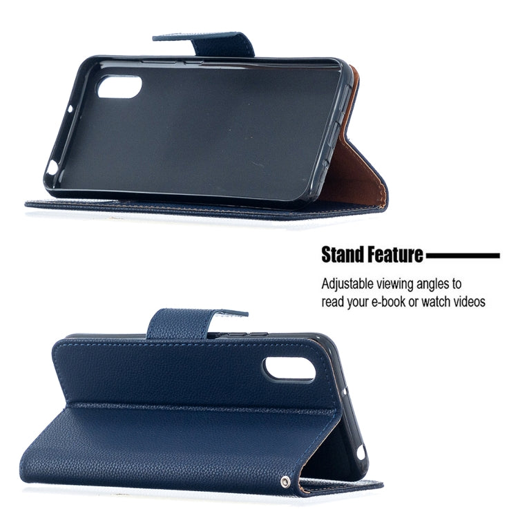 Dark blue PU leather folio phone case with kickstand and card slot holder