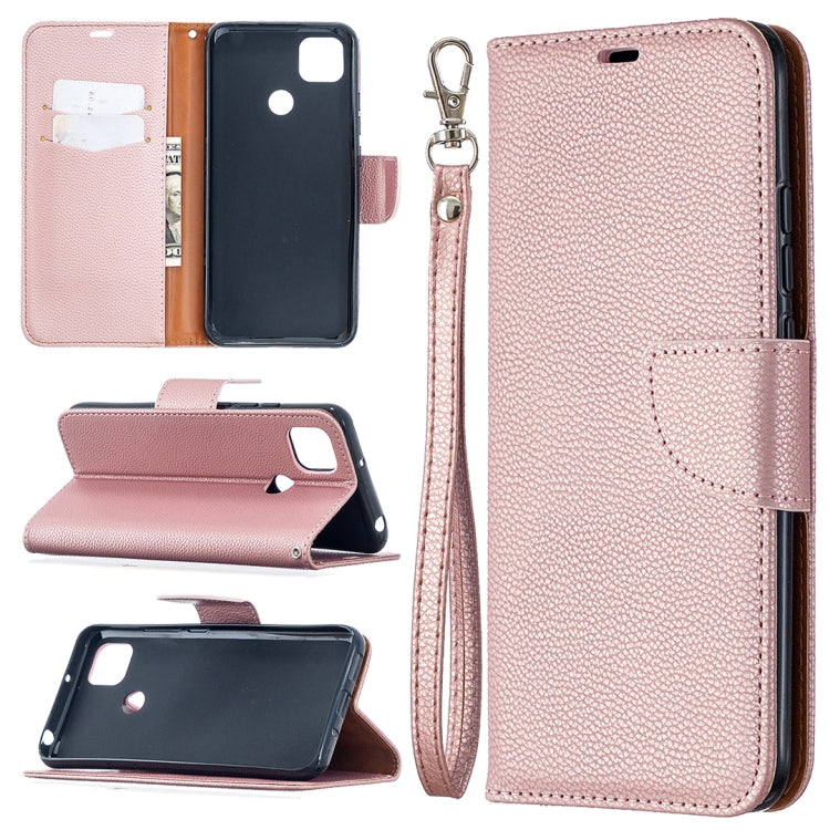 Light pink flip PU leather wallet case with card slots and wrist lanyard strap