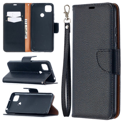 Textured PU leather phone wallet case with lanyard, card slots, and flip stand, dark blue