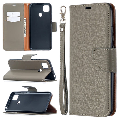 Textured PU leather phone wallet case with lanyard, card slots, and flip stand, dark gray