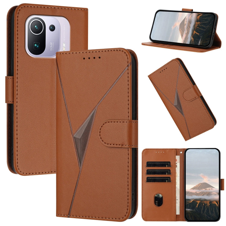 Triangle Pattern Buckle Clasp Leather Phone Case, For Xiaomi Mi 11 Pro, For Xiaomi Poco F3, For Xiaomi Mi 11