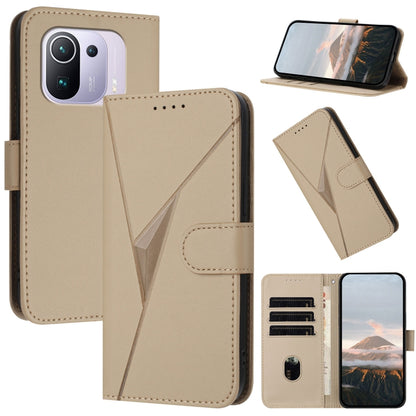 Triangle Pattern Buckle Clasp Leather Phone Case, For Xiaomi Mi 11 Pro, For Xiaomi Poco F3, For Xiaomi Mi 11