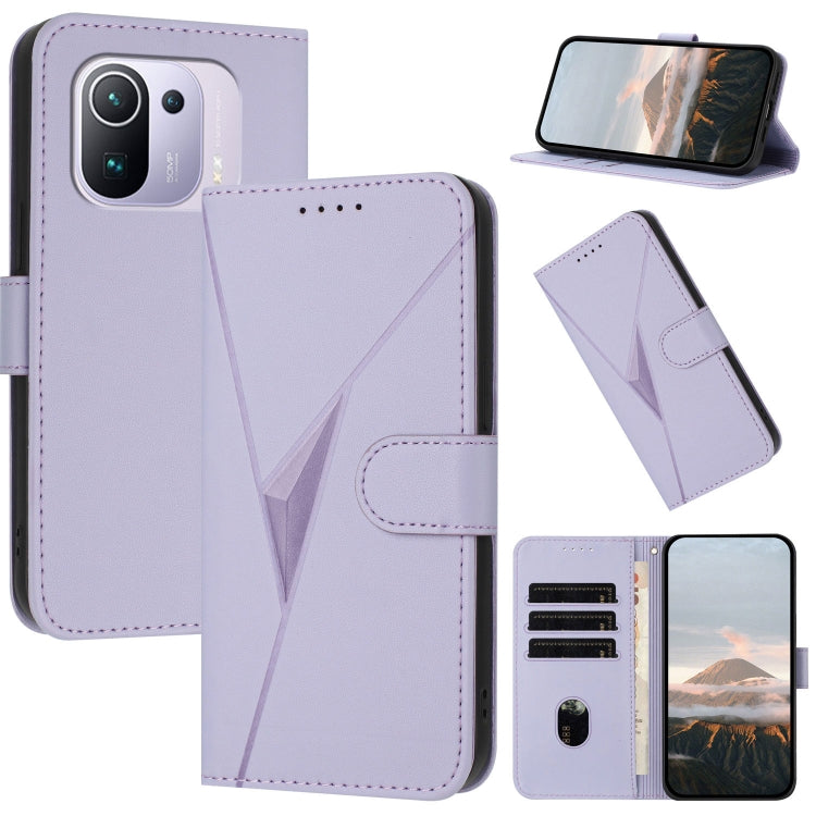 Triangle Pattern Buckle Clasp Leather Phone Case, For Xiaomi Mi 11 Pro, For Xiaomi Poco F3, For Xiaomi Mi 11