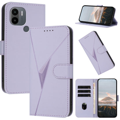 Light purple leather phone wallet case with triangle buckle clasp and card slots