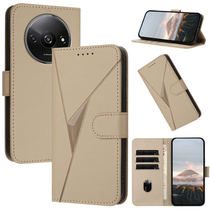 Leather phone case with triangle pattern, buckle clasp, gold color