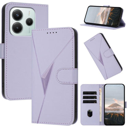 Lavender leather phone wallet case with triangle buckle clasp and card slots