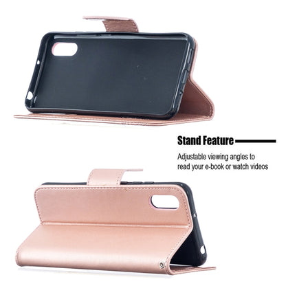 Rose gold butterfly phone wallet case with viewing stand and flip cover
