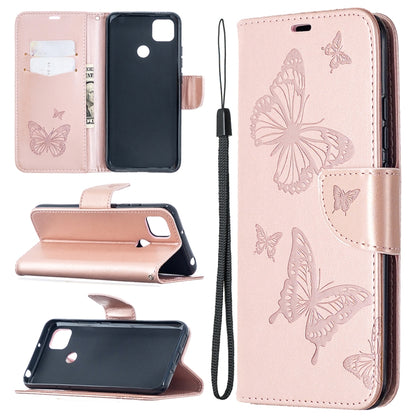 Rose gold butterfly embossed phone wallet case with card slots and stand cover