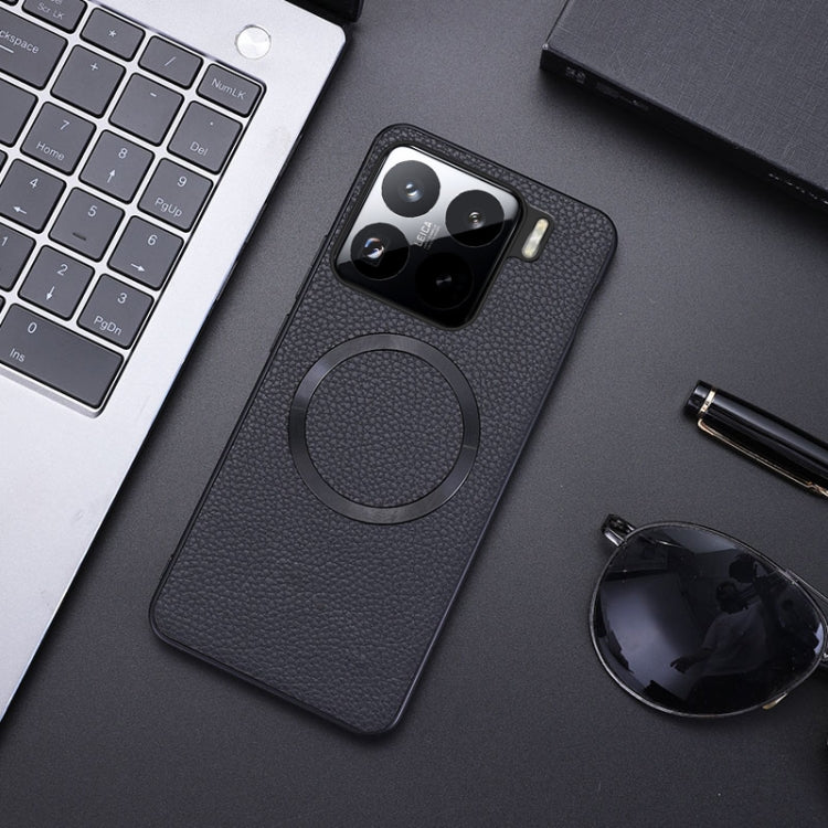 Black textured phone case with MagSafe-style circular ring, camera cutouts, raised edges