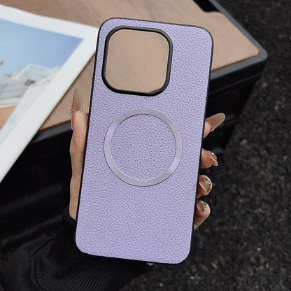 Lavender textured MagSafe magnetic phone case with circular ring and camera cutout