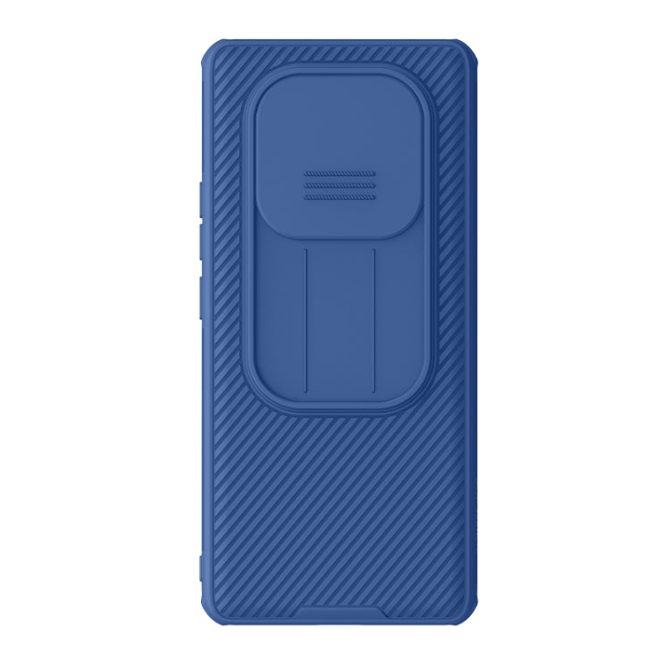 Blue rugged phone case back cover with protective camera panel outline