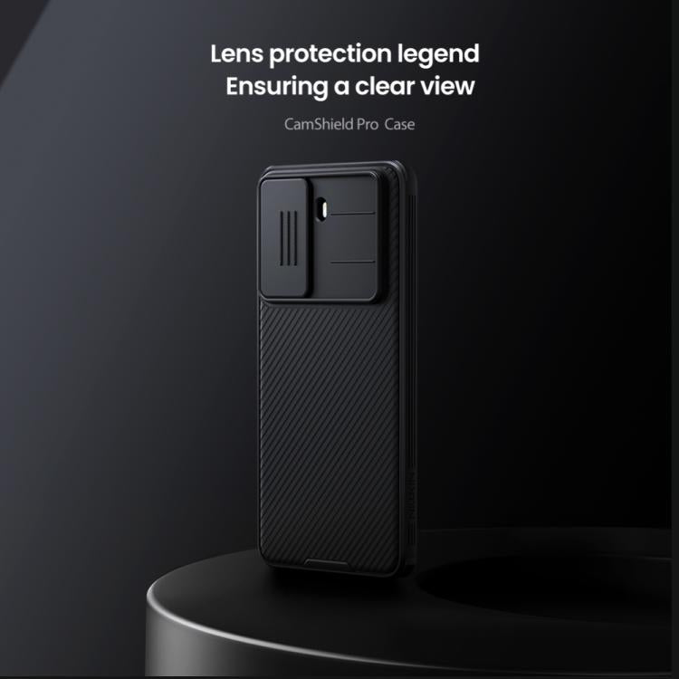 Black phone case with sliding lens cover for clear camera view