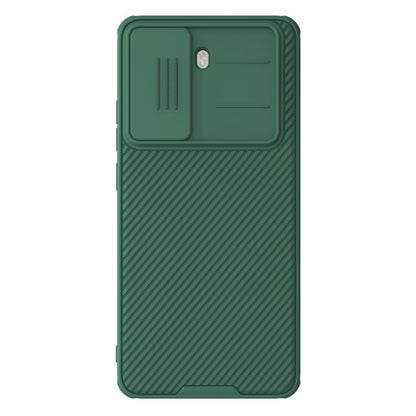 Green rugged phone case with back camera cutout and diagonal textured grip